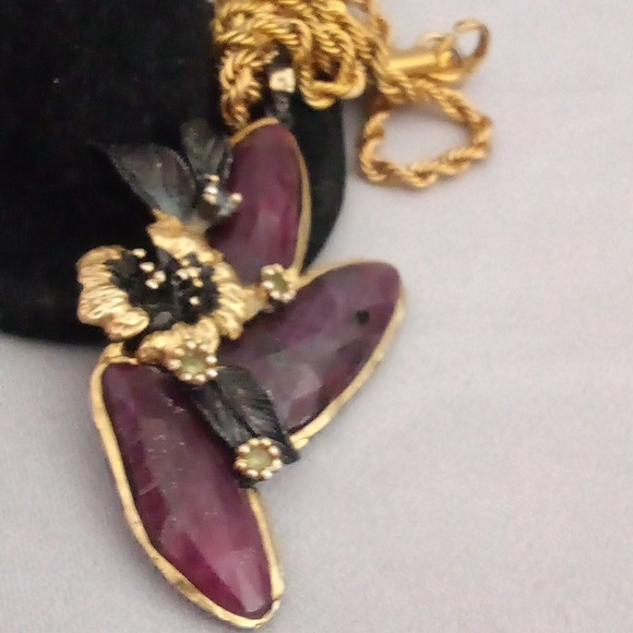 Big vintage custom made natural ruby cocktail pendant 💋 - Picture 2 of 7